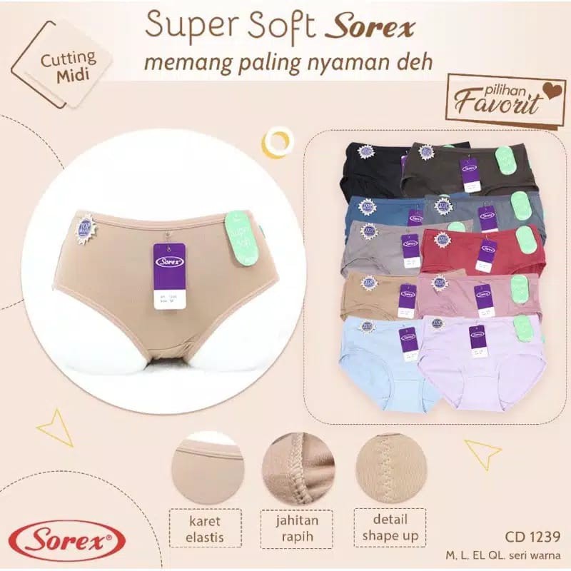 Celana Dalam Sorex Cewek Soft &amp; Comfort / CD Wanita Perempuan Super Soft Sorex Model 1238 | 1239