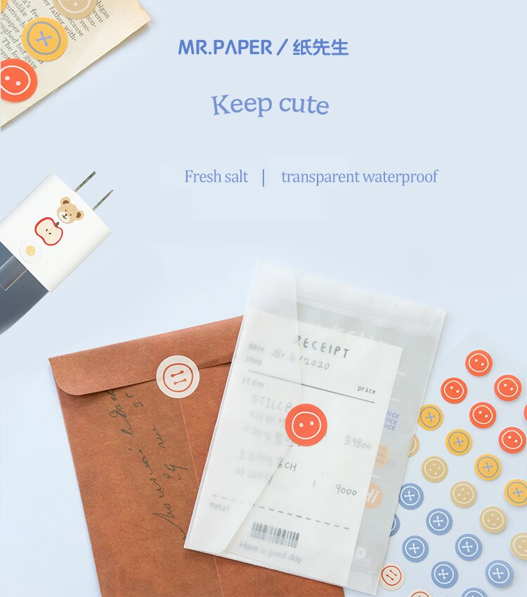 Mr.Paper 3pcs / Lot Stiker Kertas / Selotip Washi 6 Desain Beruang Lucu Untuk Dekorasi Diary / Scrapbook / Jurnal-6