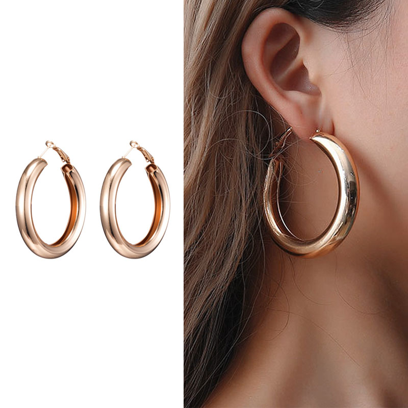 Anting Bulat Besar Gaya Punk Retro Untuk Wanita