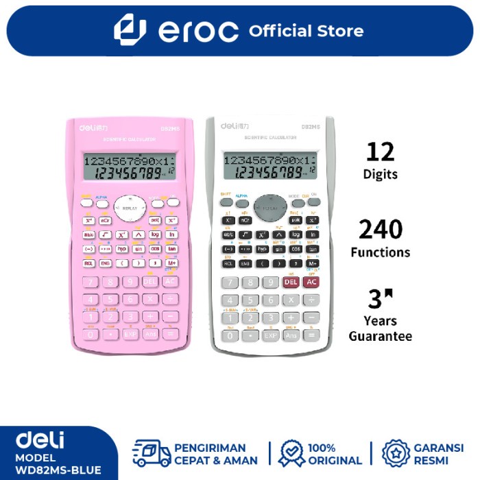 

CODE668 Deli Scientific Calculator Kalkulator Scientific 240 Function ED82MS