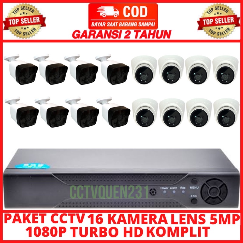 PAKET CCTV 16 CHANNEL TURBO HD IC SONY 5 MP 1080P HDD 1TB  KOMPLIT TINGGAL PASANG