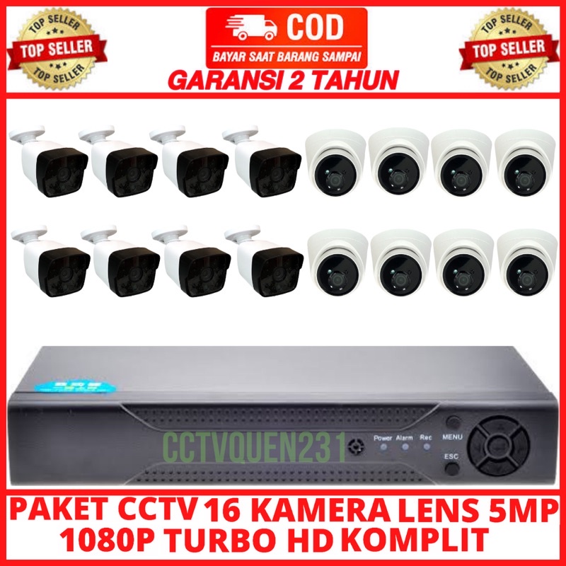 PAKET CCTV 16 CHANNEL TURBO HD IC SONY 5 MP 1080P HDD 1TB  KOMPLIT TINGGAL PASANG