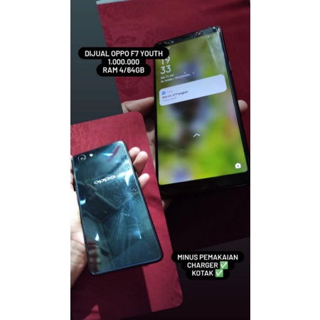 HP OPPO F7 YOUTH 4/64GB SECOND KONDISI MULUS