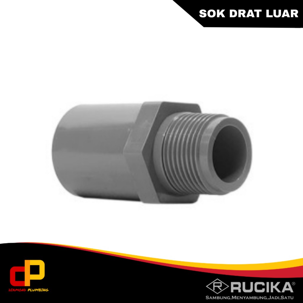 Sok Drat Luar RUCIKA 3/4 x 1/2" inch AW PVC / SDL Valve Socket Sock Pipa
