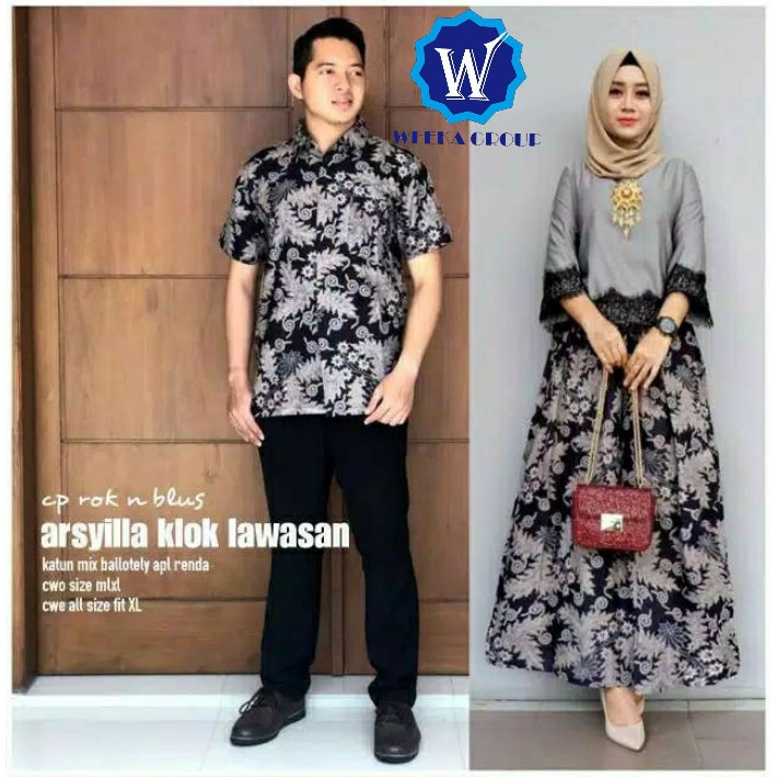 Couple Arsyilla Klok Lawasan Kemeja Batik Kebaya Batik Sarimbit Model Terbaru 2021 SALE Terbaru