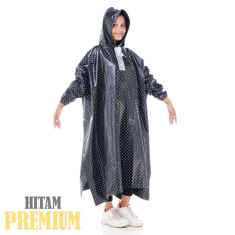 Jas Hujan Ponco Polkadot Bahan Terbaik PREMIUM Anti Sobek Jas Hujan Poncho Lengan Jumbo Kelelawar Jas hujan Kalong Jas Hujan PC POP 805  Jas Hujan Termurah / Jas Hujan Tebal Terbaik /