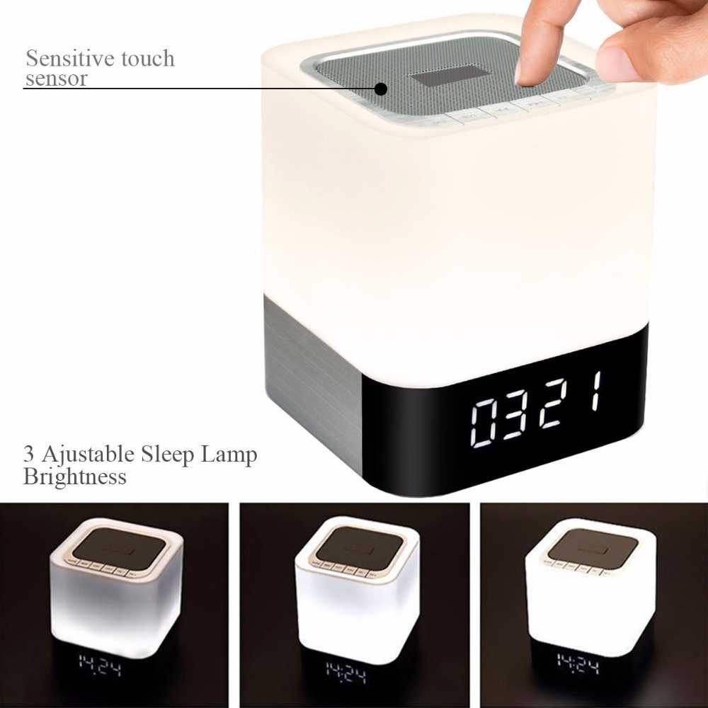 3 in 1 Jam Alarm + Speaker Bluetooth + Lampu Tidur RGB LED