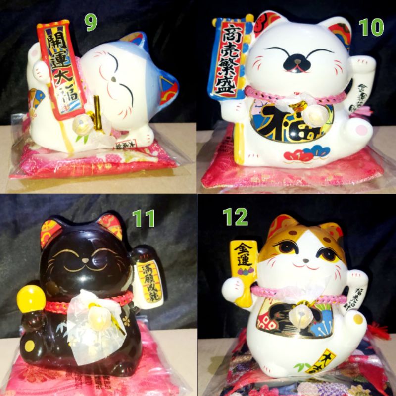 Maneki Neko Porselen / Lucky Cat Porselen / Kucing Hoki Porselen Ukuran 9cm