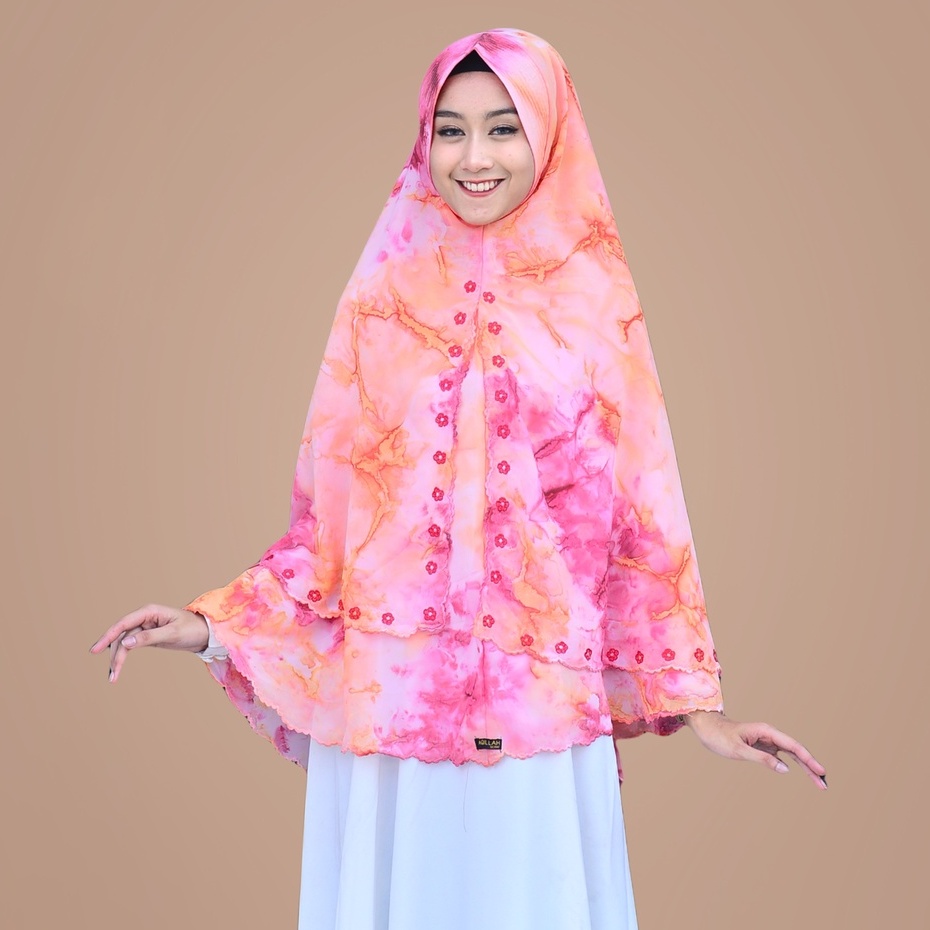 Hijab Tiedye Syari Khimar Seruty Jumbo Motif Layer 2 Bordir Bunga Tydie 041 (MT0103)