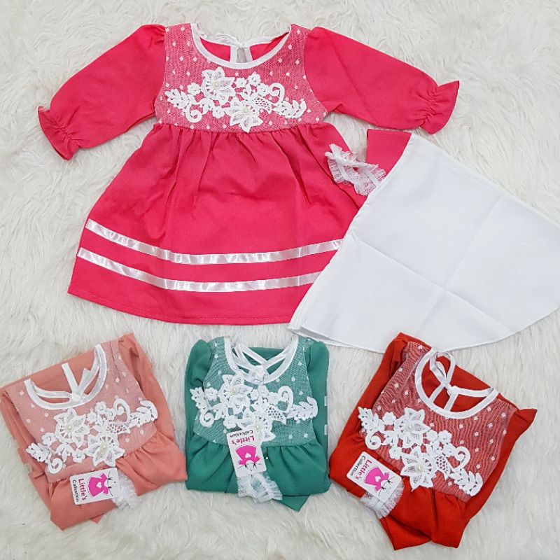 Gamis Bayi Baju Muslim Anak Perempuan Brokat Renda
