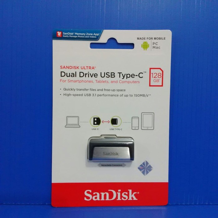 

Flash Disk Sandisk OTG Type-C USB 3.1 - 128Gb