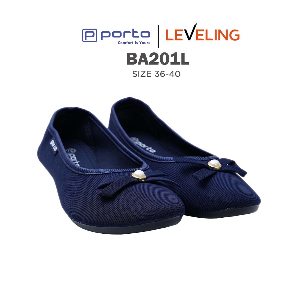 PORTO - Sepatu Wanita Flatshoes Casual Balet Kain Empuk Original BA201L-Navy