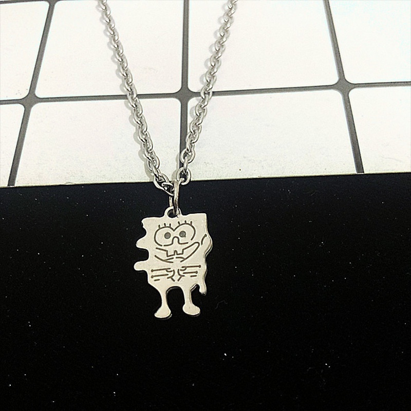 2 Pcs/set Spongebob Pie Bintang Pasangan Jahitan Kalung Pria Dan Wanita Klavikula Rantai Sederhana Aksesoris Hadiah