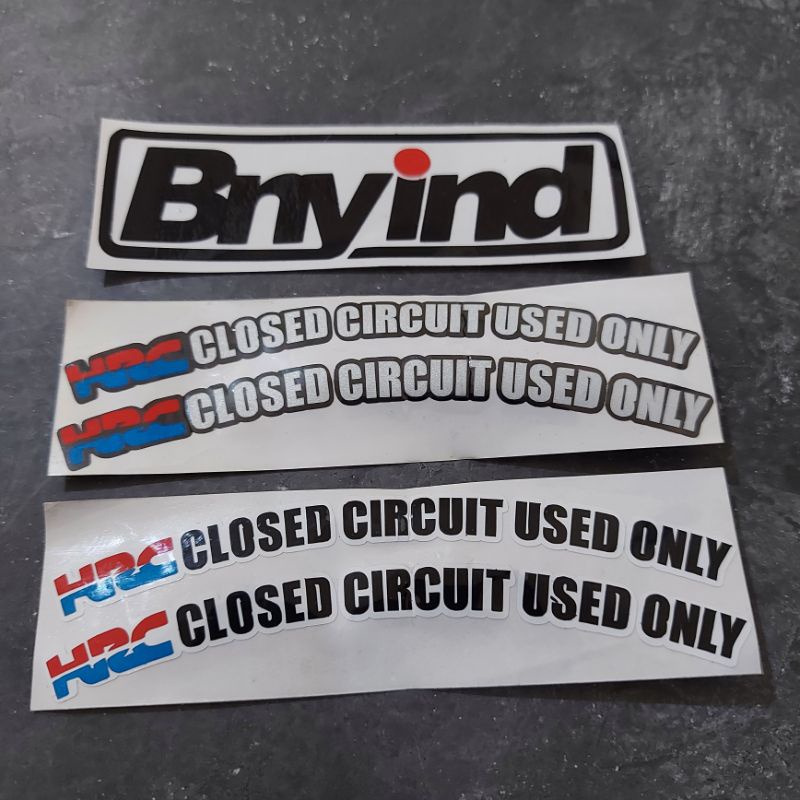 STICKER VELG HRC CLOSED CIRCUIT USED ONLY CUTTING