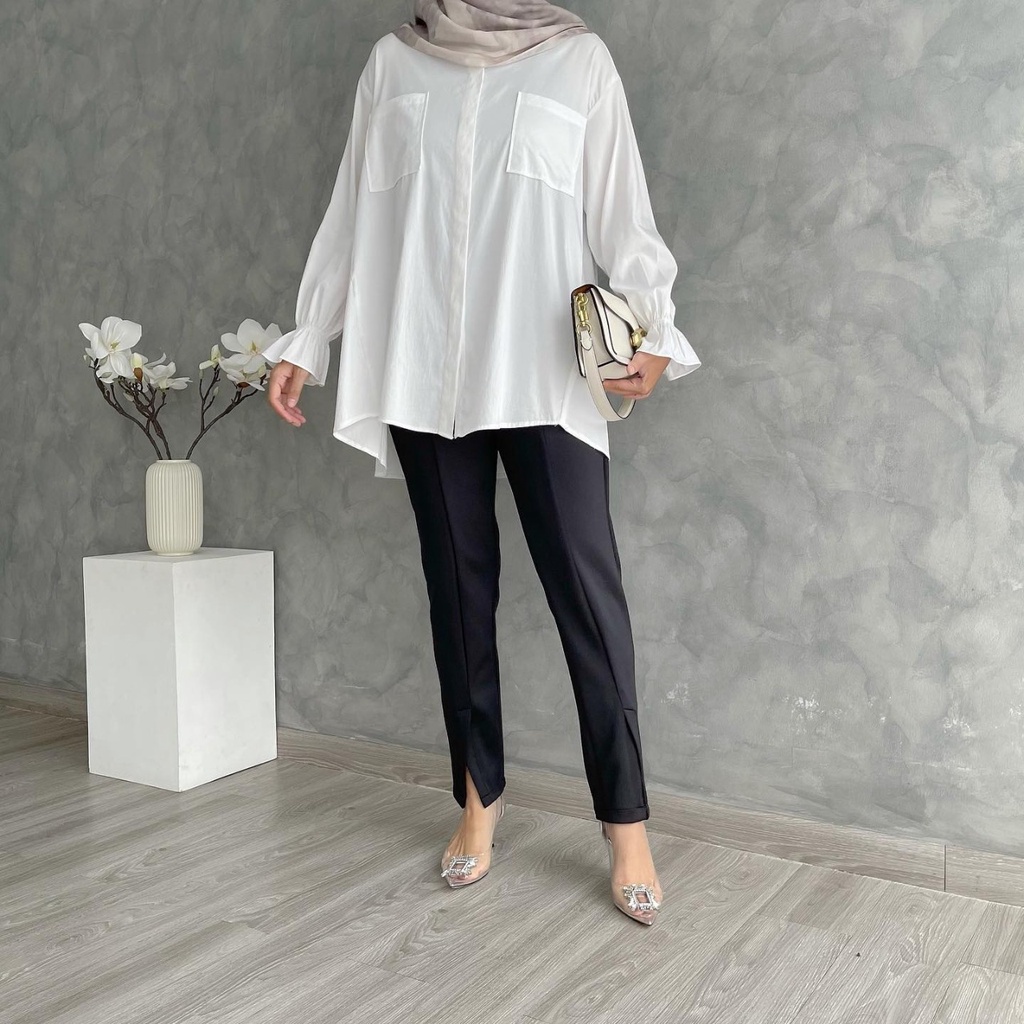 Avo Blouse LD 120 Shirt Katun Cringkle Basic Oversized Shirt Atasan Muslim Fashion Wanita Termurah &amp; Terlaris