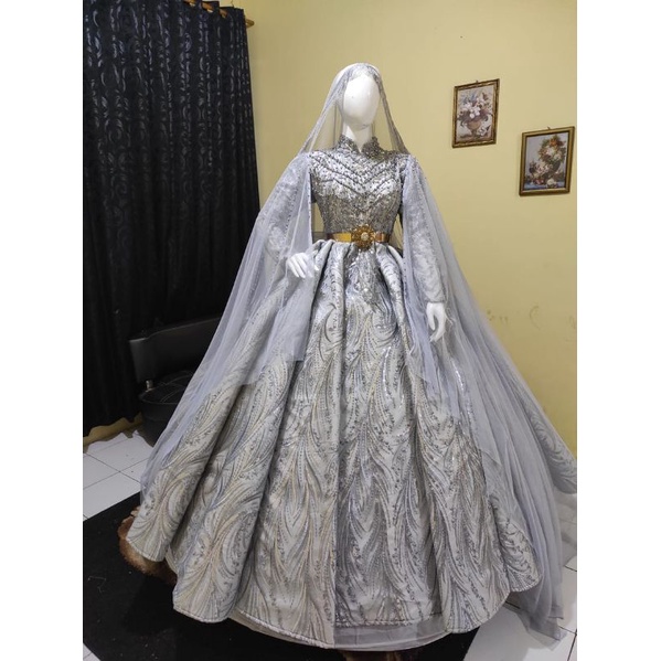 GAUN  PENGANTIN WEDING DRESS MEWAH/BALL GAUN/GAUN PENGANTEN / BAJU PRAWEDDING PENGANTIN / GAUN MUSLIMAH