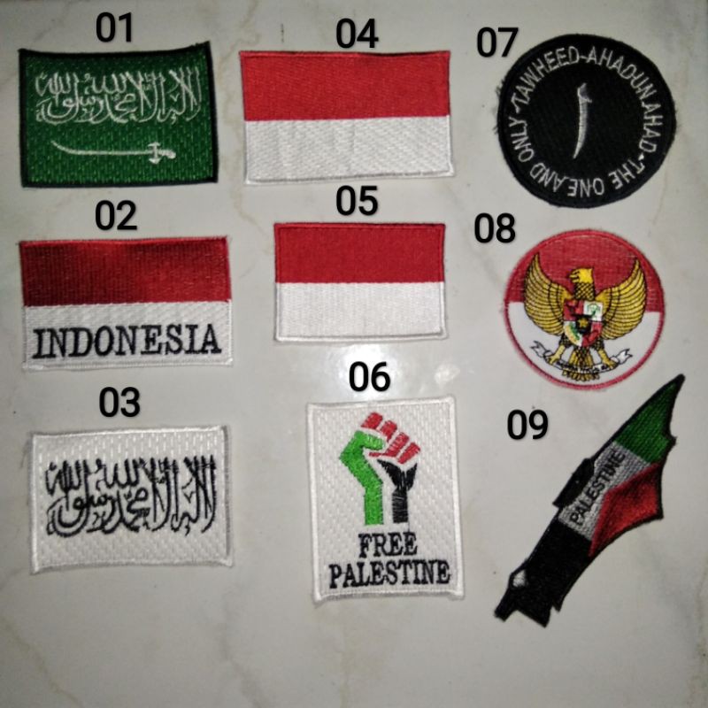 patch bordiran bendera palestina dan bendera indonesia