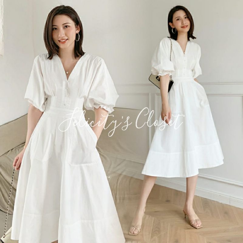 Gaun pesta Casual dress import Premium putih M L XL