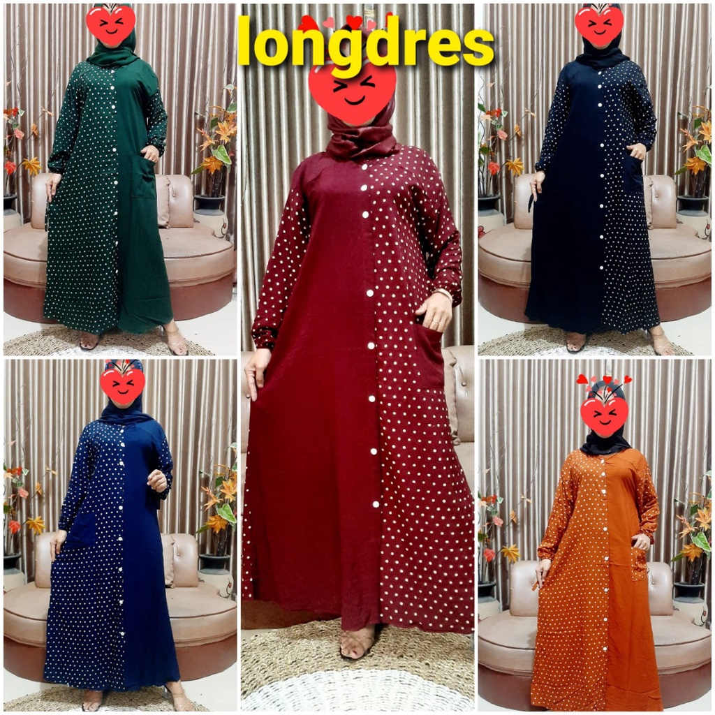 SELLA LONG DRESS ANDIN TERBARU GAMIS ANDIN KEKINIAN LONGDRESS FULL KANCING MOTIF TERBARU