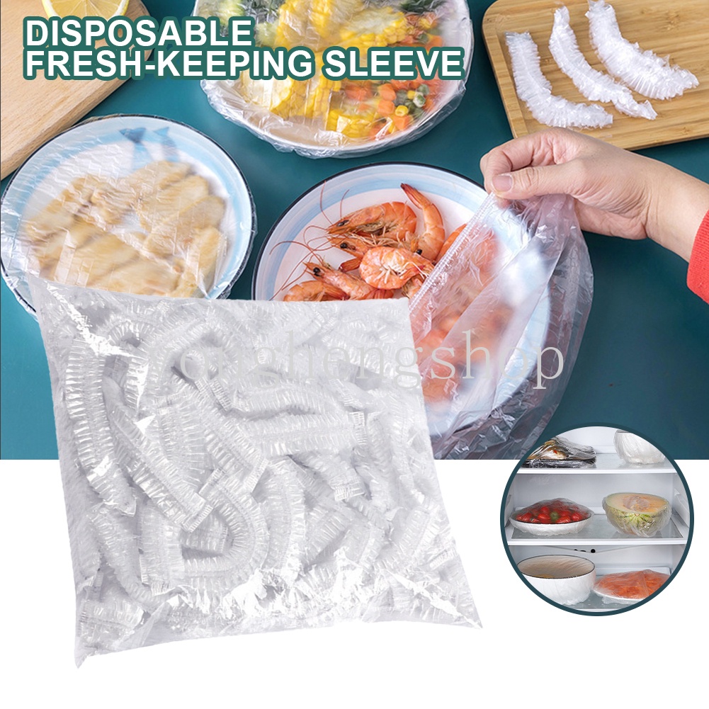 100pcs / set Penutup Mangkuk / Wadah Makanan Sekali Pakai Dengan Bahan Plastik Elastis