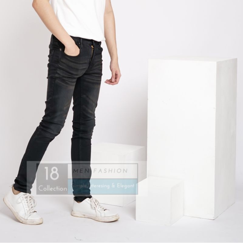 [TERLARIS] Celana Jeans Pria Panjang Black Wash