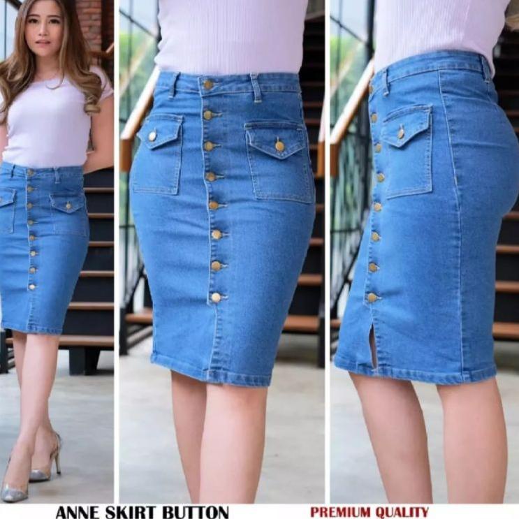 [KODE AHQMI] Rok pendek Levis jeans STRETCH kancing 8 // rok jeans kancing depan import rok // rok s