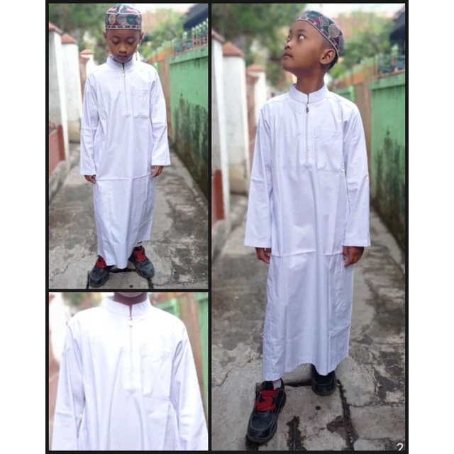 Gamis Jubah Anak Warna Putih || Gamis Jubah Anak Usia 3-14 Tahun