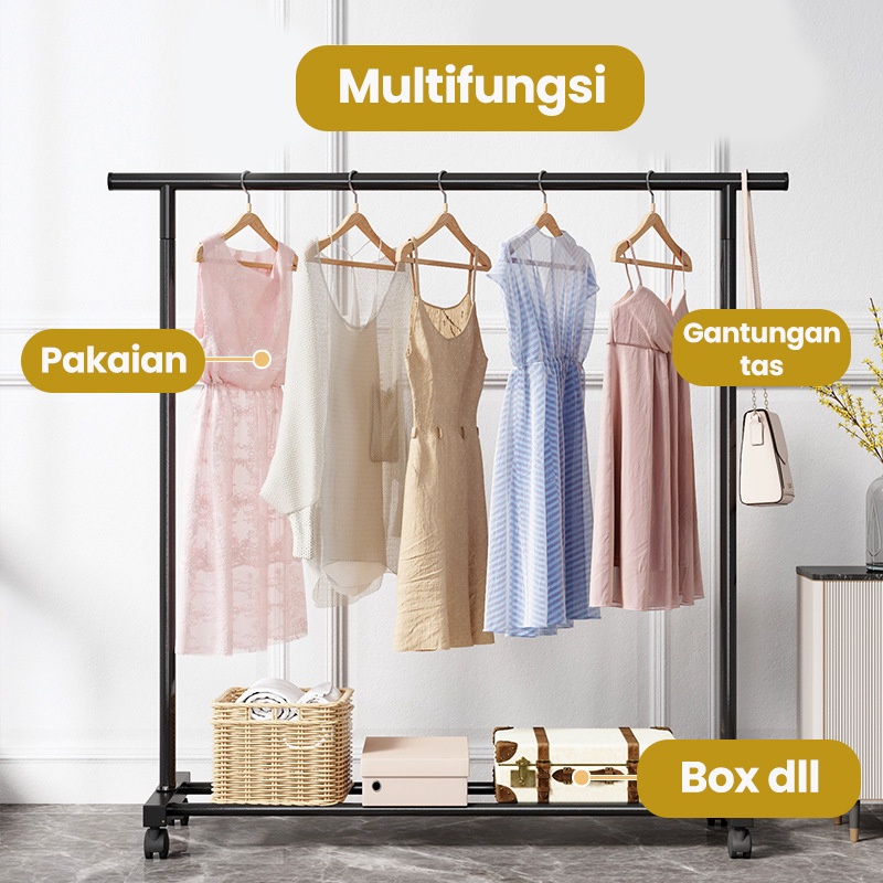 Rak Gantungan Baju Serbaguna Stand Cloth Hanger Gawang Rak Jemuran Pakaian Portable