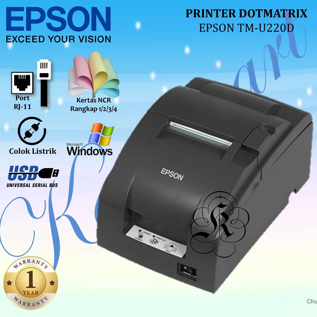 Printer Epson TM-U220D USB / LAN / Serial Manual Cutter / Autocutter TMU220D / TMU220B / TM-U220B - GARANSI RESMI EPSON