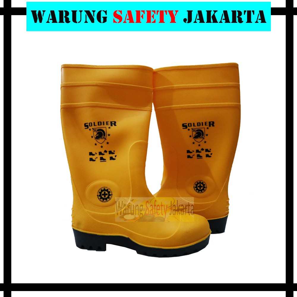 Sepatu Boot Karet Kuning Tinggi / Sepatu Boot Safety Solider