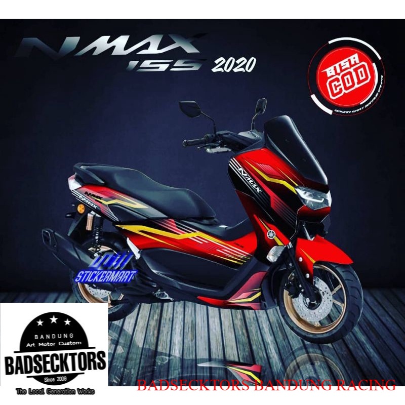 STICKER DECAL YAMAHA NMAX 155 2020 RED GOLD LIST GRAFIS keren