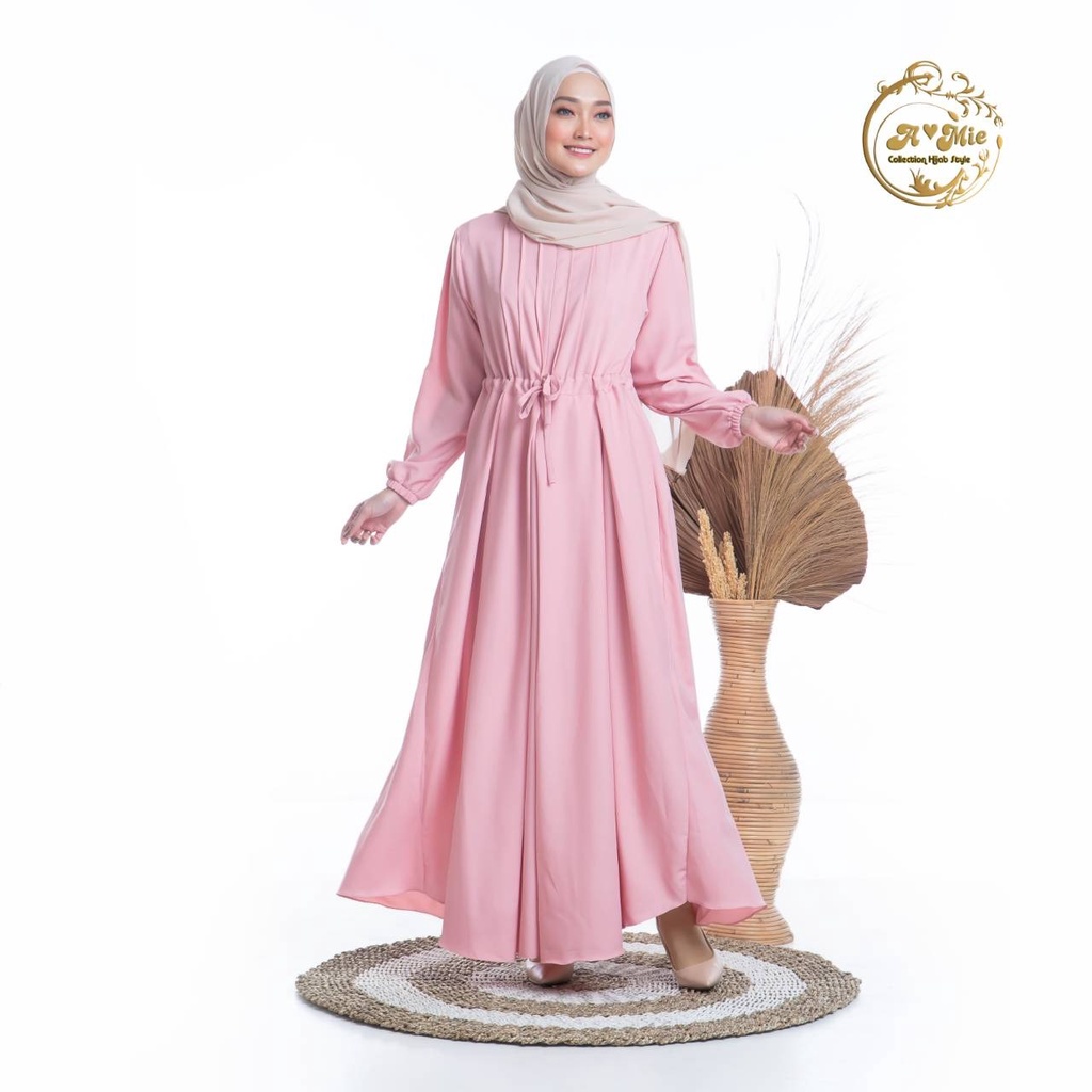 Melia Dress 1 Kondangan Series Baju Fashion Muslim Dress Simple Elegant Gamis Kekinian Set OOTD Hijab Korean Style Basic Dress Hijab Casual Best Seller Dress Muslimah Wanita Busui Friendly Baju Gamis Abaya Turkey Size S M L XL Gamis Jumbo Polos Termurah-7