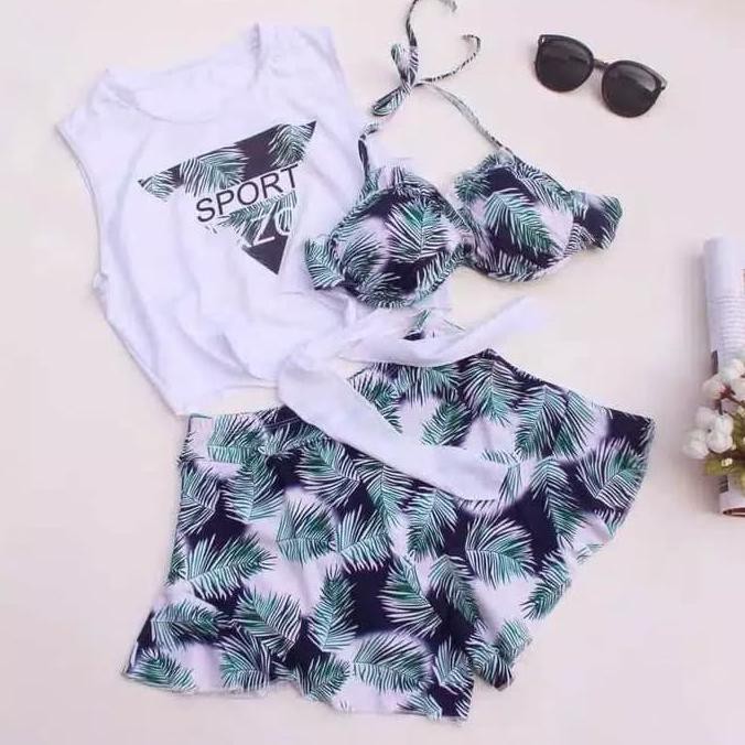 BRA BIKINI SET 3PCS BAJU RENANG POLOS MONOKINI SWIMSUIT LINGERIE SEXY