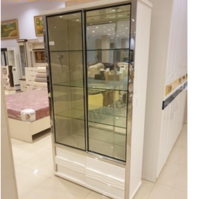 lemari pajangan lemari hias lemari tas lemari sliding kaca putih buffet pajangan hias tempat tas imp