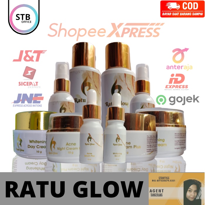 Ratu Glow Skincare Perawatan Kecantikan Paket Brightening Pencerah Kulit Wajah Atasi Flek Hitam Bopeng Bekas Jerawat Muka