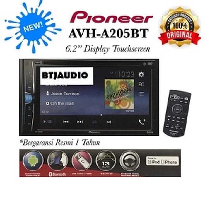 Produk TOP  HEAD UNIT TV MOBIL DOUBLE DIN PIONEER AVH-A205BT (GARANSI RESMI) LO01