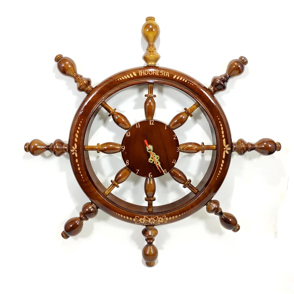 Jam Dinding Kayu Jati Model Nahkoda Kapal