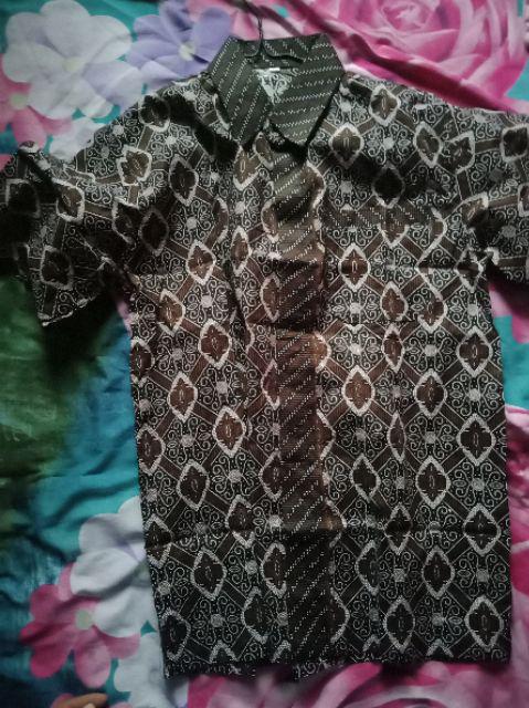 Kemeja Batik Pria Modern Motif Wajik Biru Dan Wajik Coklat