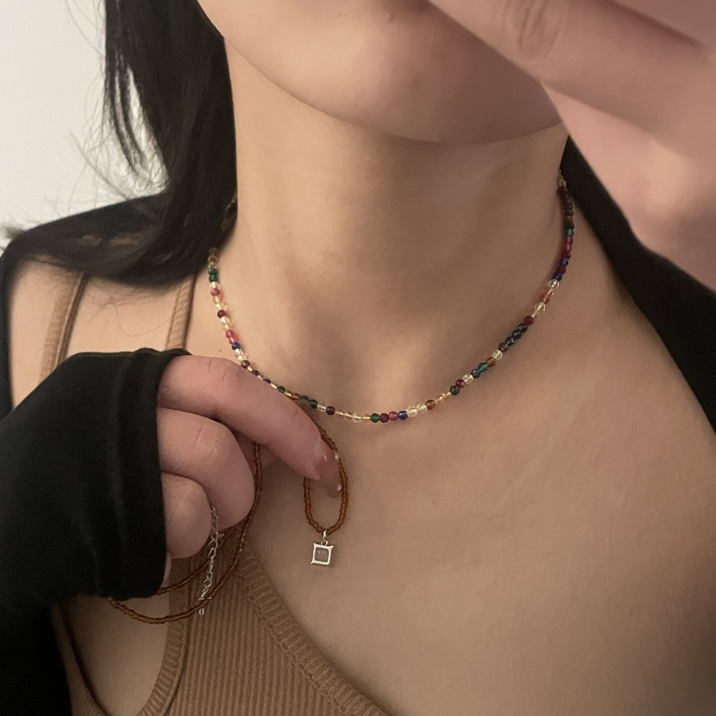 Kalung Manik-Manik Warna-Warni Gaya Retro Korea