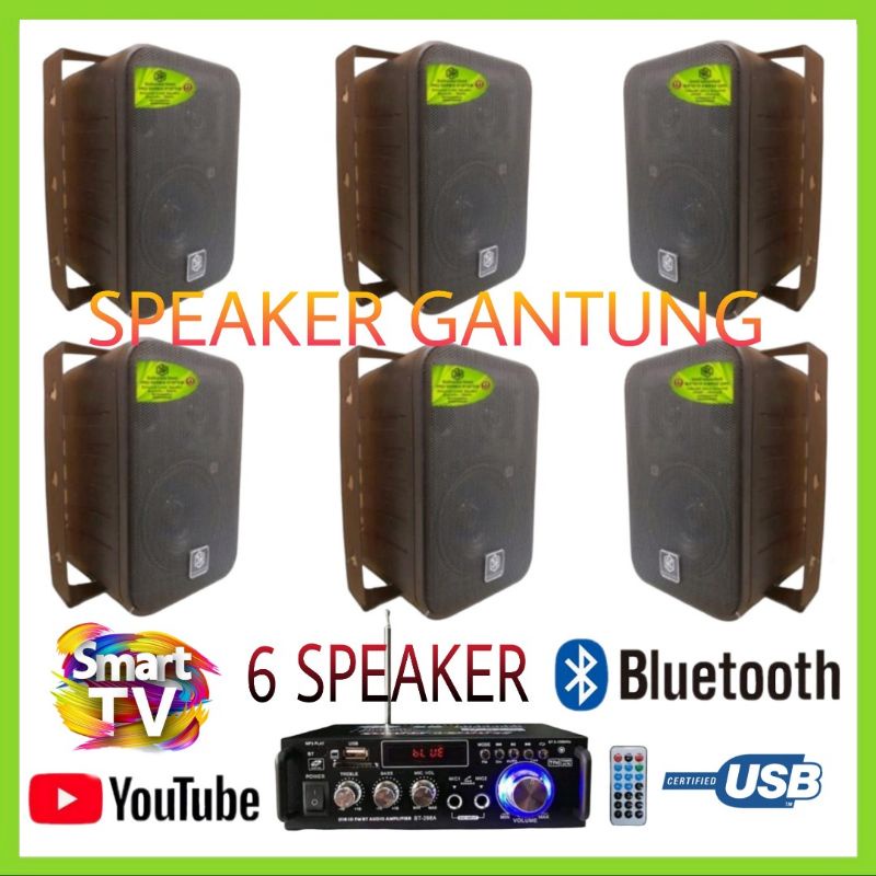 Paket 3R Audio Cafe .restoran. Klinik. Speaker 6 Titik Ampl Bluetooth