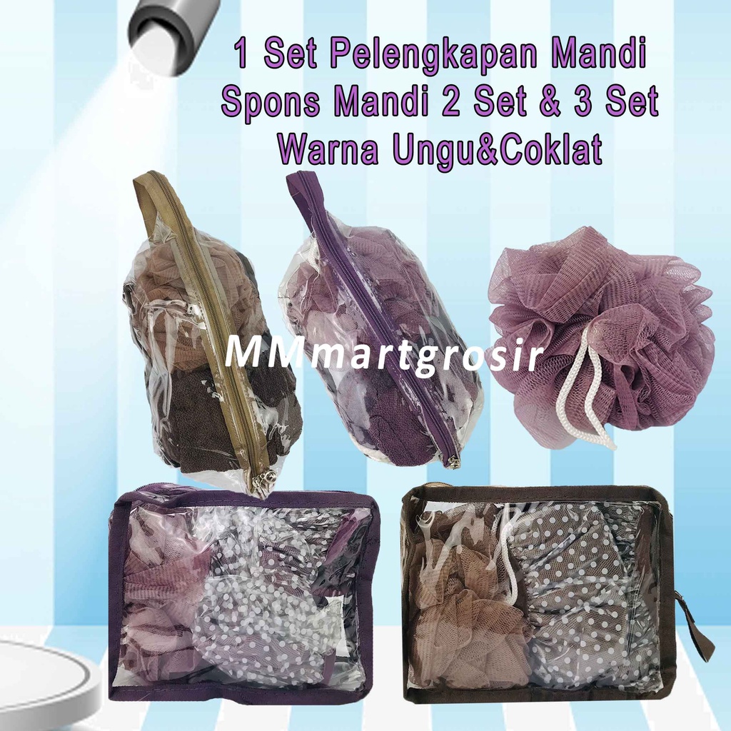 Spons Mandi 2 Set &amp; 3 Set / Spons Penggosok Badan / Spons Mandi Pembersih / Spons