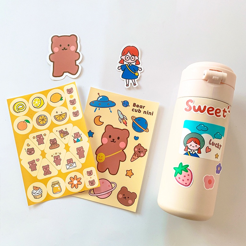 

Sticker Pack Aesthetic Bear Bunny DIY Journaling Diary Scrapbook Stiker Set Hadiah Dekorasi