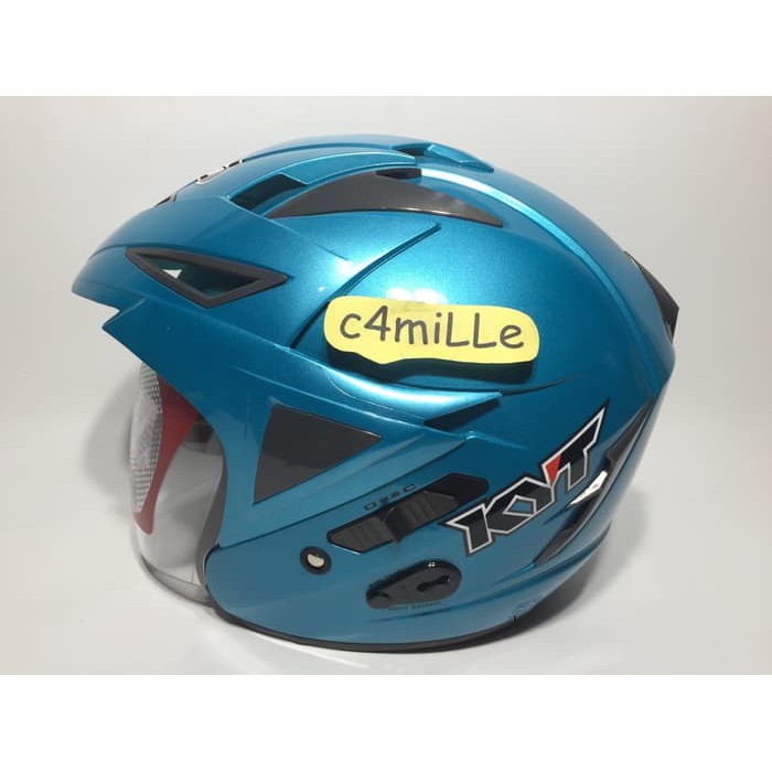 HELM KYT SCORPION KING SOLID ICE BLUE DOUBLE VISOR HALF FACE