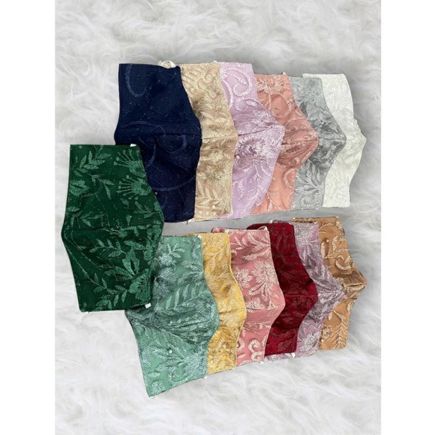 Baru,, Masker Hijab Bahan  Brukat Tile Mutiara /Masker wanita