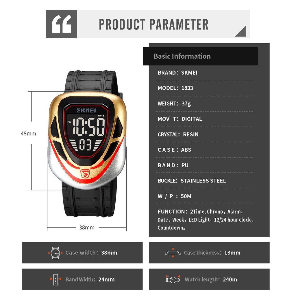 SKMEI 1833 Jam Tangan Pria Digital Dual Time Anti Air 5 Bar WATCHKITE WKOS