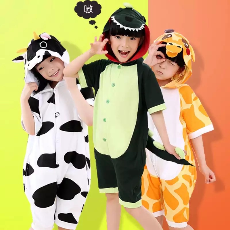 COD ONESIE BAJU ANAK DINOSAURUS STITCH SAPI PIKACHU PENDEK KOSTUM HEWAN PIYAMA COSPLAY BAJU TIDUR DI