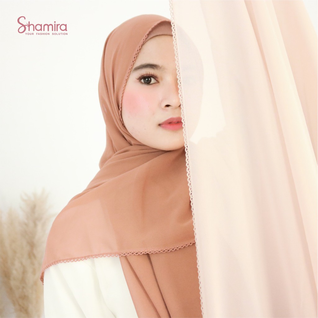 Kerudung Hijab Pashmina Tali Crochet Picot Ceruty Babydoll By Shamira Size 180x70cm