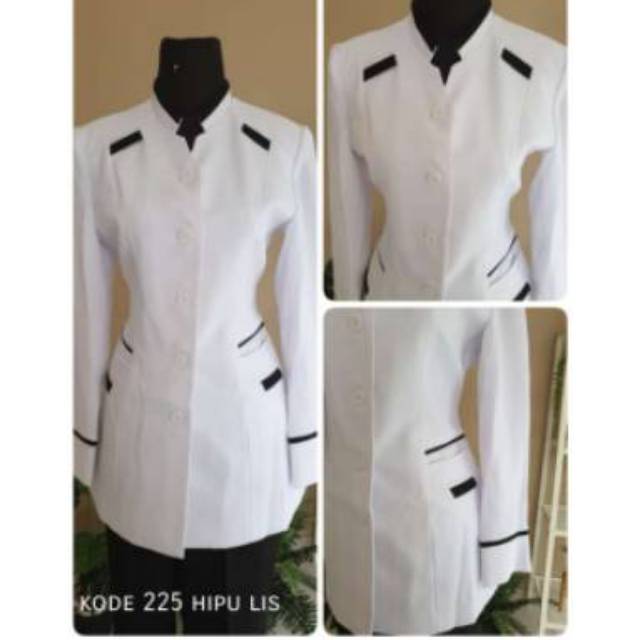 Stelan blazer guru/hitam putih list