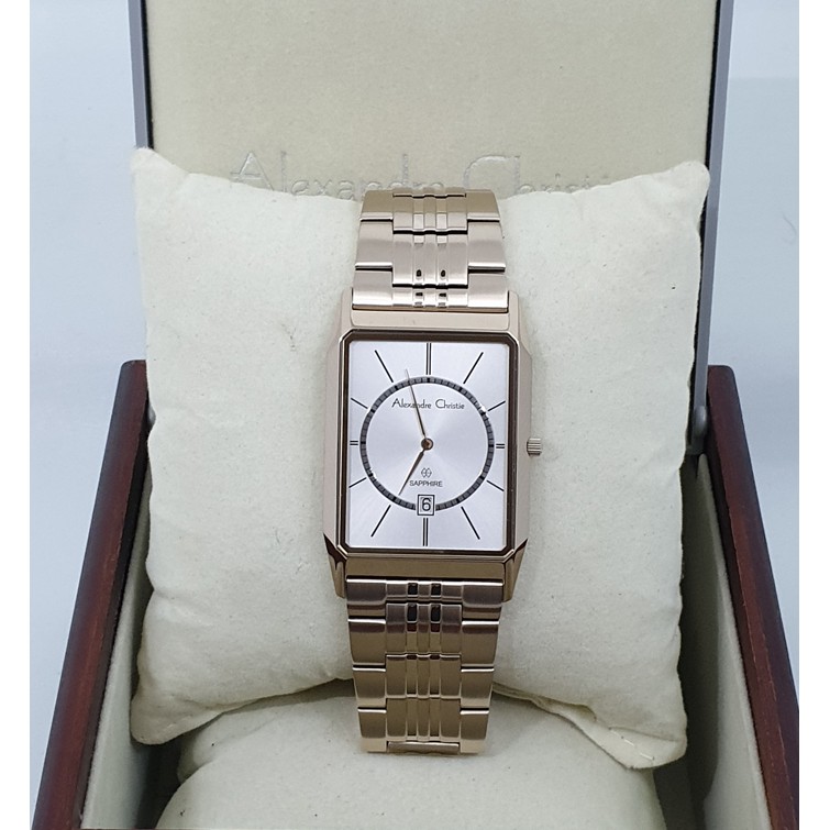 Alexandre Christie Ac8549 Gold Jam Tangan Unisex  Kaca Saphire Original