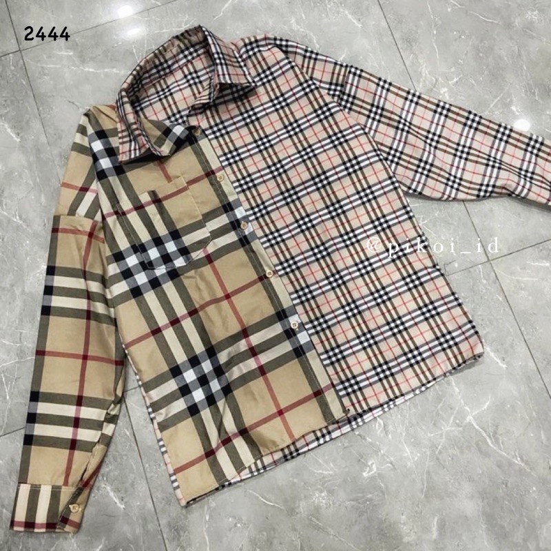 Kemeja flanel combi / tartan shirt lengan panjang wanita motif flannel / kemeja impor kotak kotak